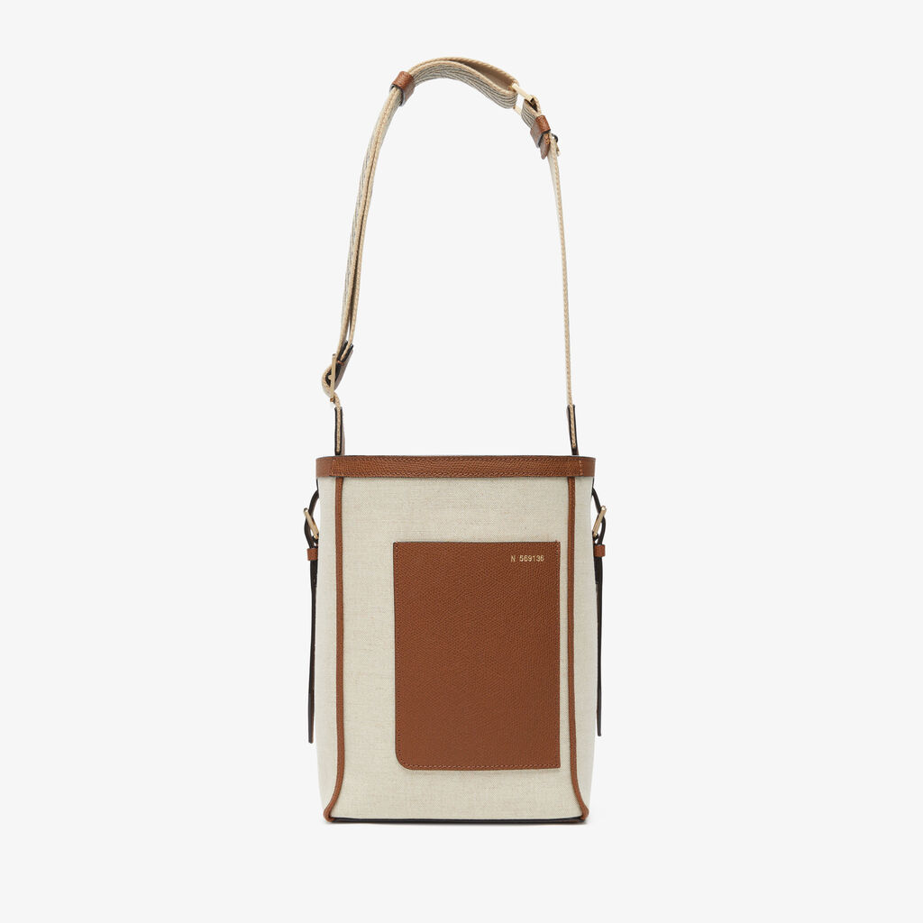 Valextra Borsa a secchiello Donna in Tela Grigia e Marrone | Valextra Soft Promozione temporanea