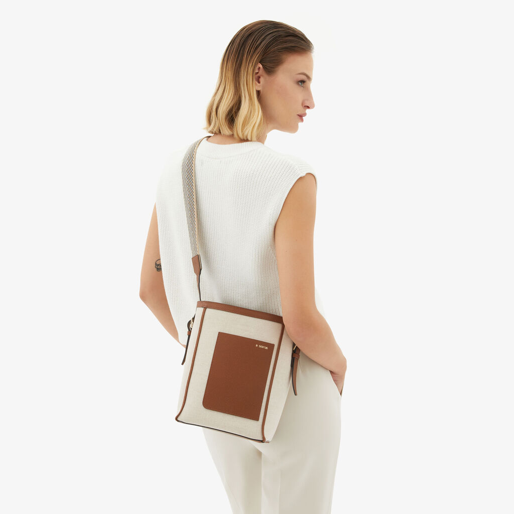 Valextra Borsa a secchiello Donna in Tela Grigia e Marrone | Valextra Soft Promozione temporanea