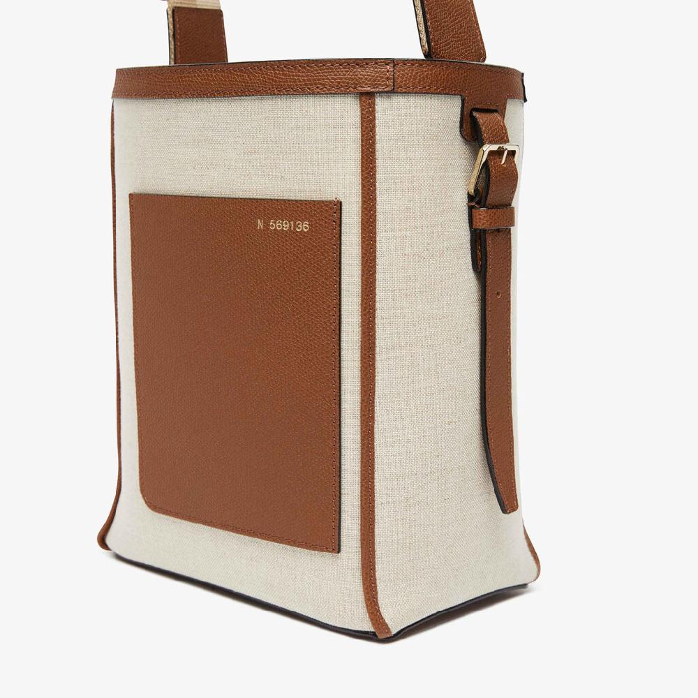 Valextra Borsa a secchiello Donna in Tela Grigia e Marrone | Valextra Soft Promozione temporanea
