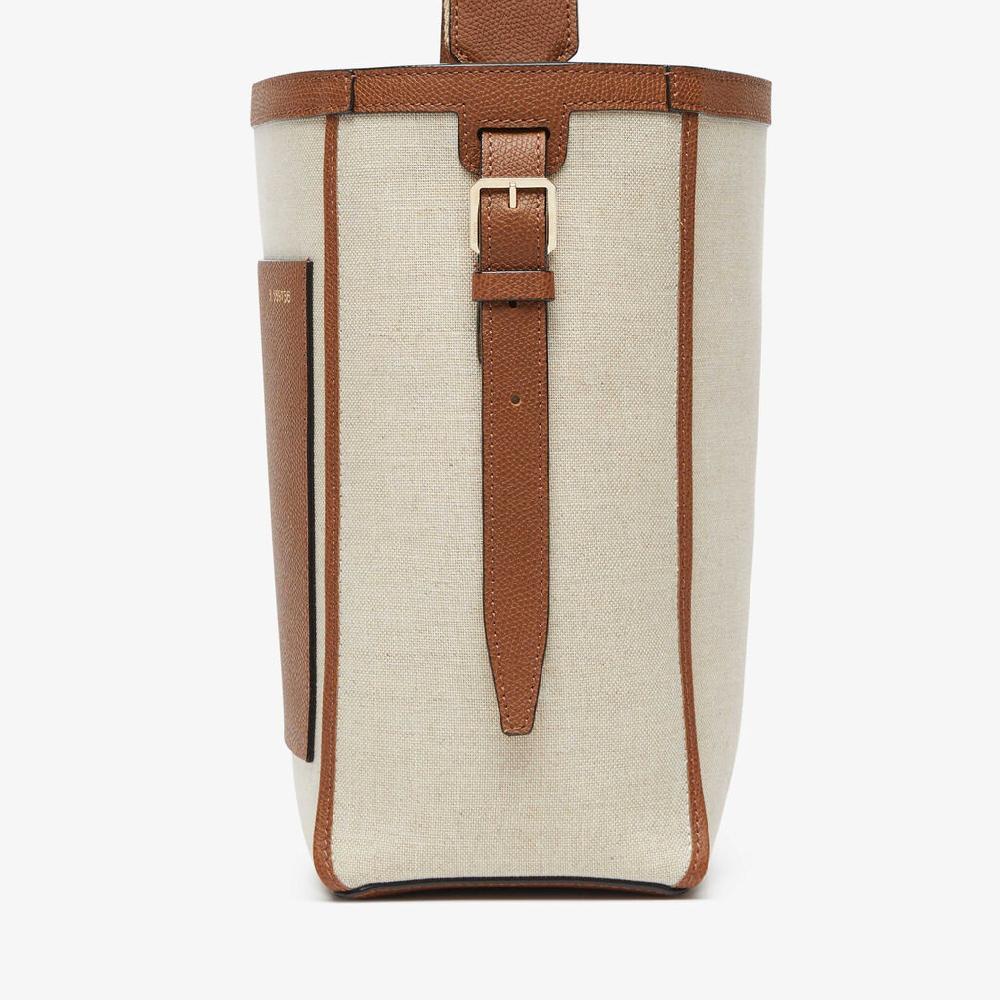 Valextra Borsa a secchiello Donna in Tela Grigia e Marrone | Valextra Soft Promozione temporanea