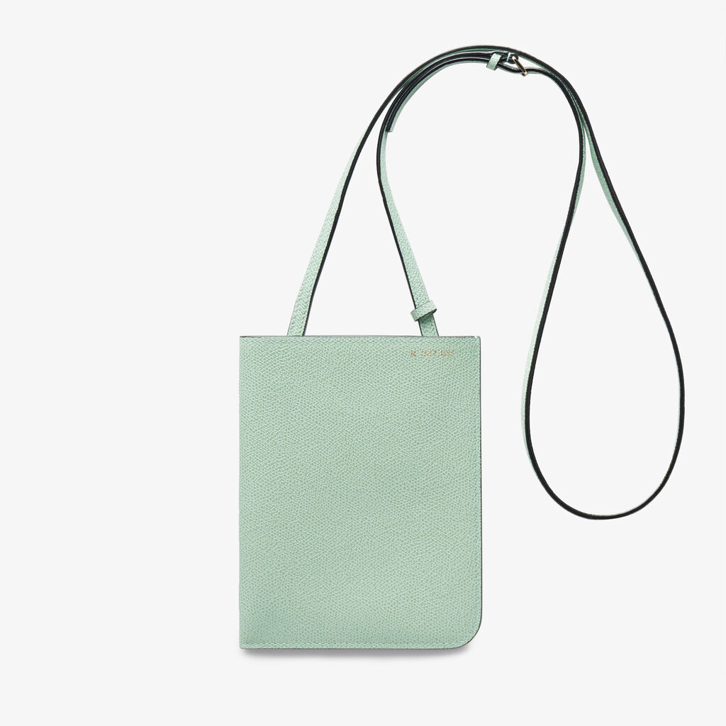 Valextra Portafoglio in Pelle Verde Acqua con tracolla | Valextra Soft Fino al 65% di sconto