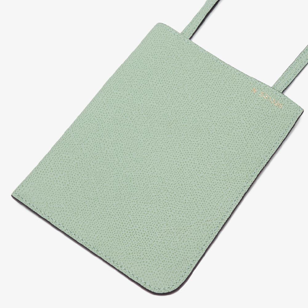 Valextra Portafoglio in Pelle Verde Acqua con tracolla | Valextra Soft Fino al 65% di sconto