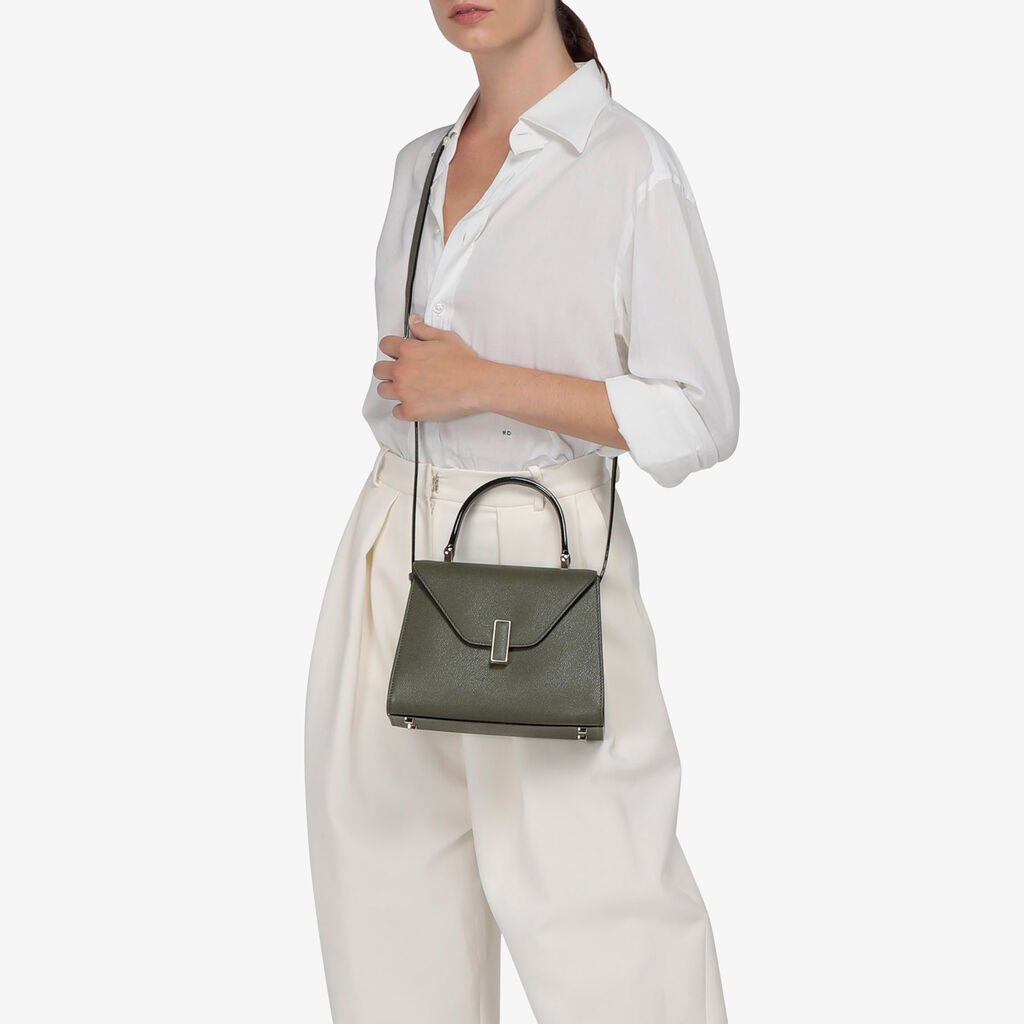 Valextra Borsa a mano Mini in Pelle Verde Militare | Valextra Iside Enormi sconti