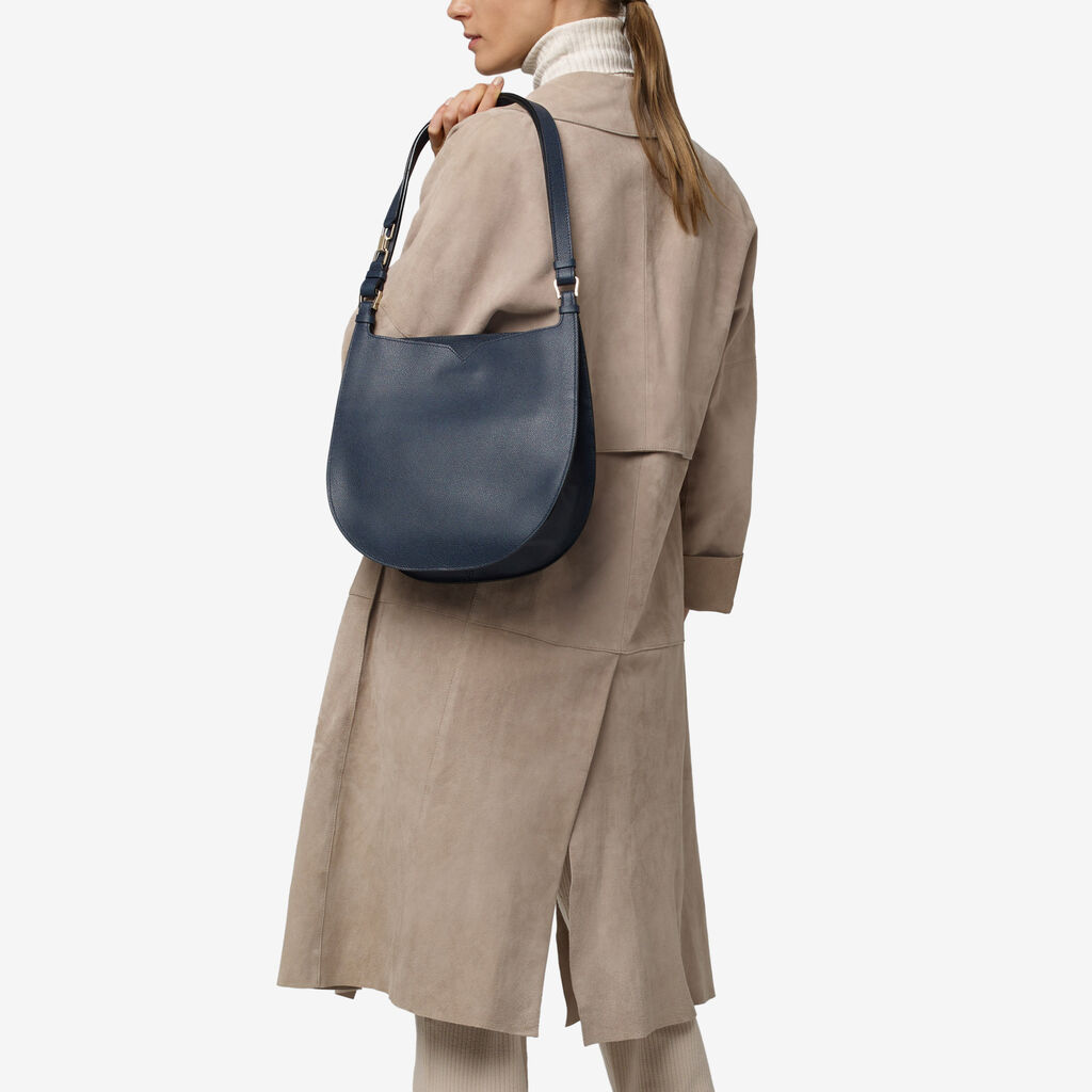 Valextra Borsa a spalla Media in Pelle Blu | Valextra Hobo 50% di sconto con spedizione gratuita
