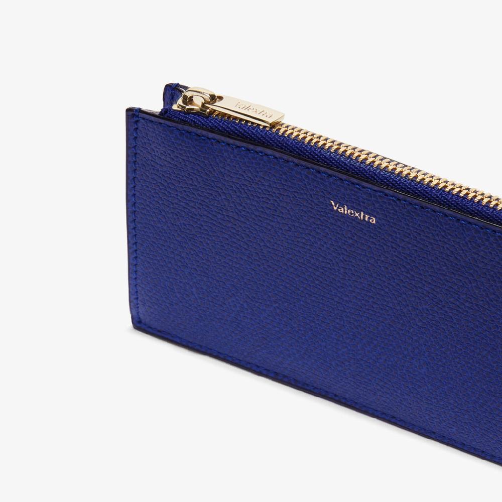 Valextra Portamonete in Pelle Blu | Valextra Esporta salva