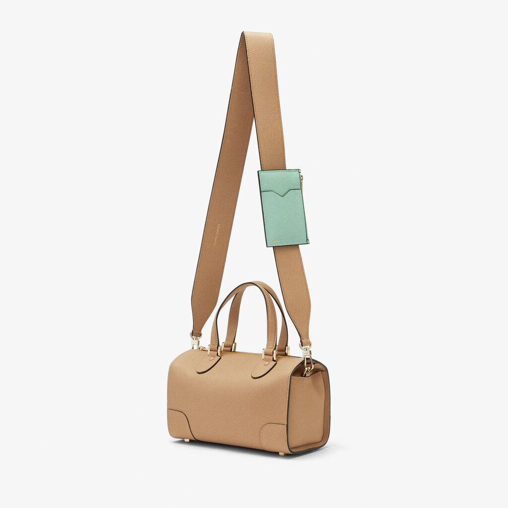 Valextra Tracolla con portacarte in Pelle Beige e Verde | Valextra Pezzi Unici
