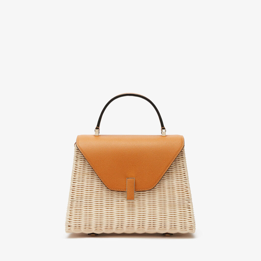 Valextra Borsa a mano Donna in Vimini e Pelle Arancione | Valextra Iside Soddisfazione Garantita