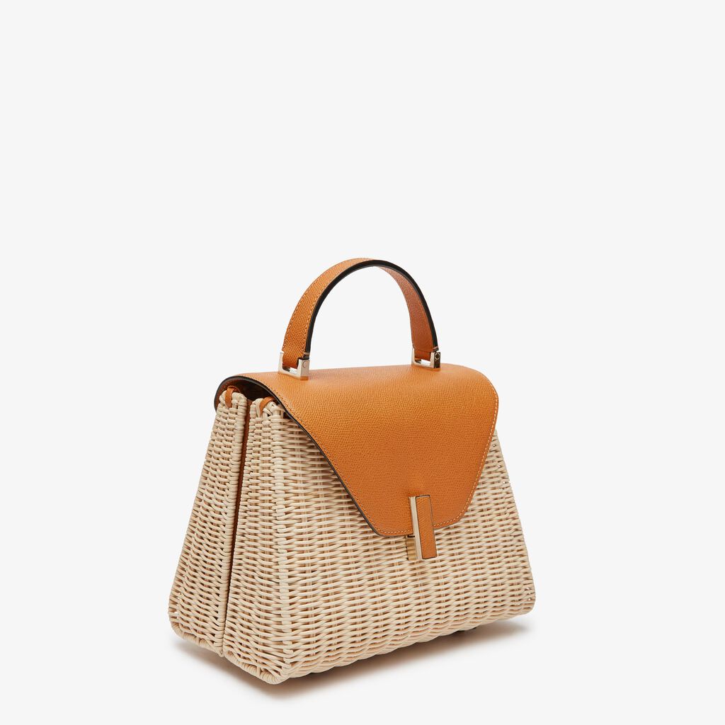 Valextra Borsa a mano Donna in Vimini e Pelle Arancione | Valextra Iside Soddisfazione Garantita