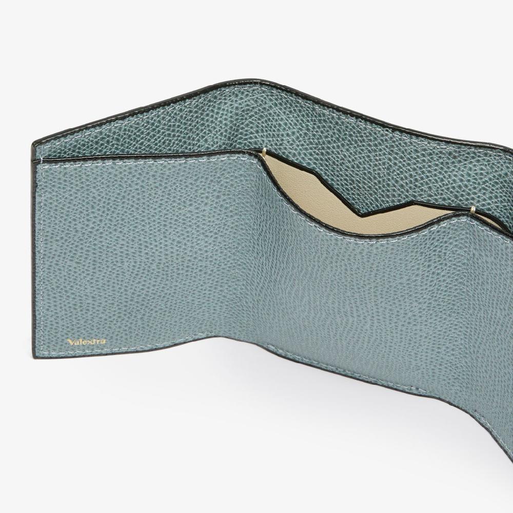 Valextra Portafoglio compatto con portamonete in Pelle Azzurra cerulea | Valextra Outlet