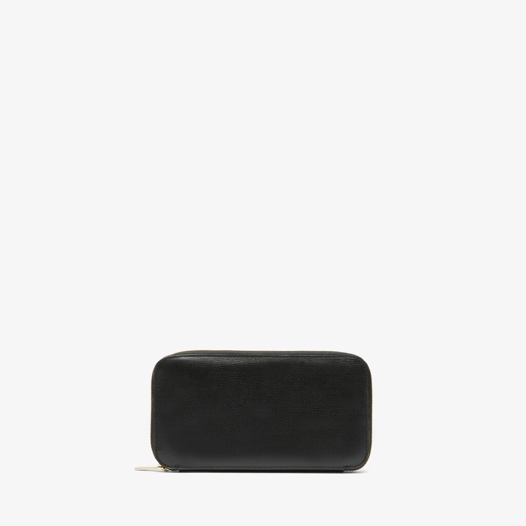 Valextra Portafoglio con zip in Pelle Nera | Valextra Zip Around In Vendita