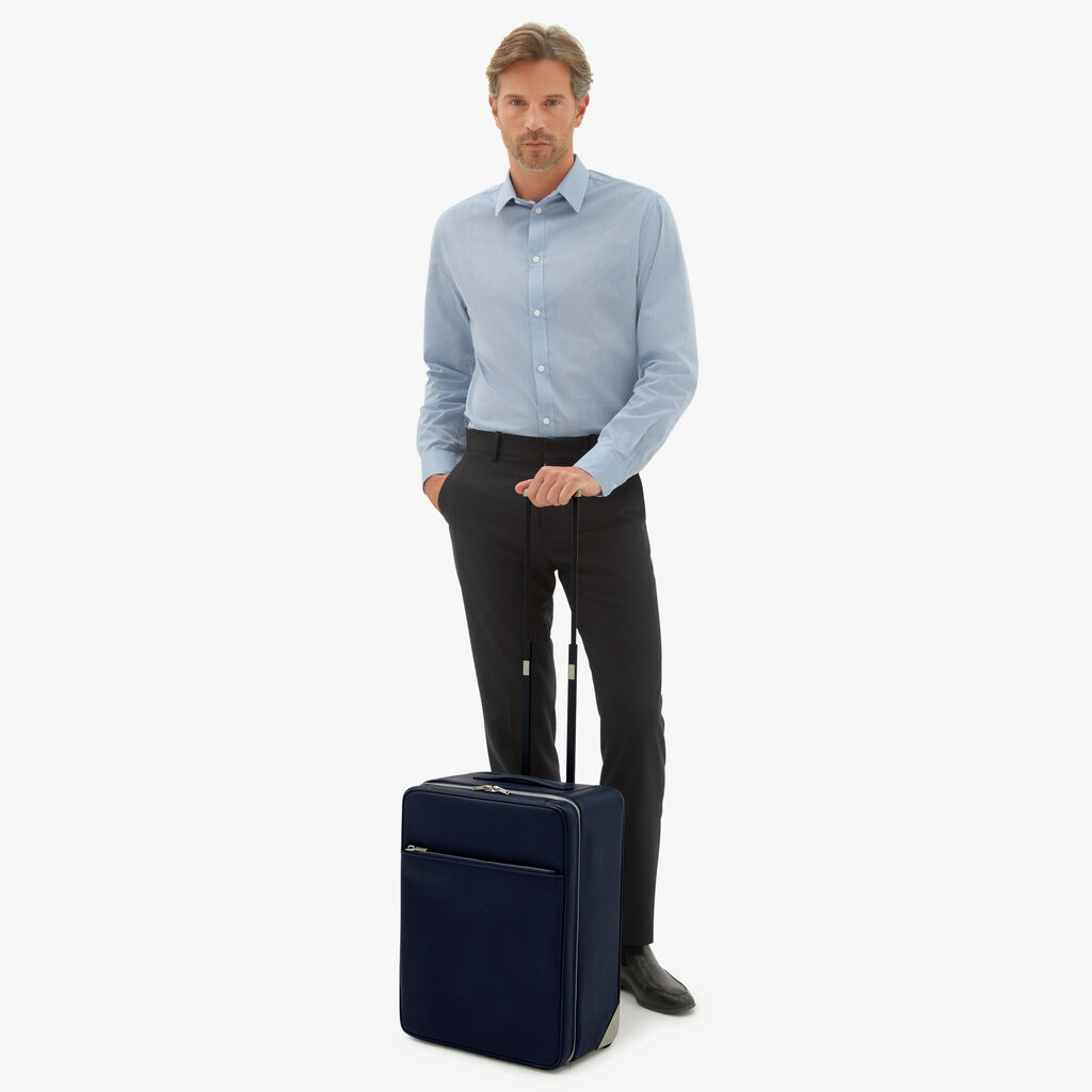 Valextra Valextra V-Line: Valigia trolley in Pelle Blu Offerte