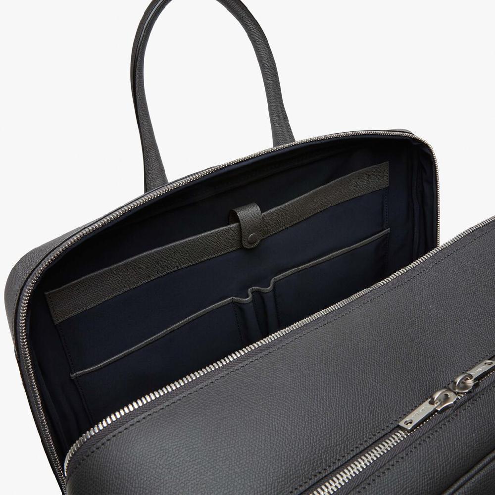 Valextra Valextra Avietta: Borsa business Grande in Pelle Grigia Vendita Calda