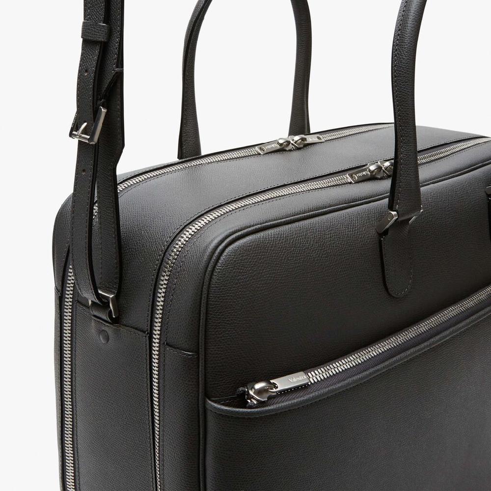 Valextra Valextra Avietta: Borsa business Grande in Pelle Grigia Vendita Calda