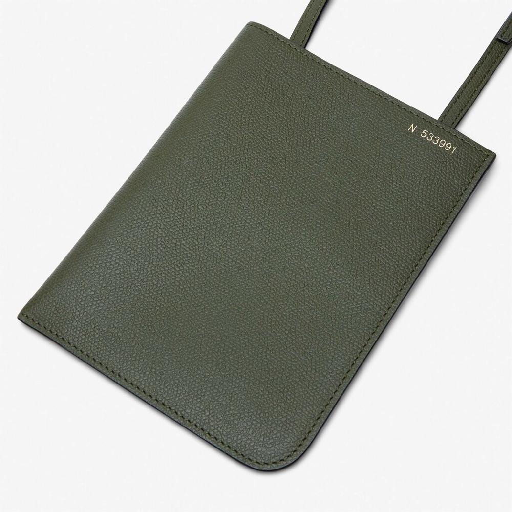 Valextra Portadocumenti a tracolla in Pelle Verde Militare | Valextra Soft Vendita Economica