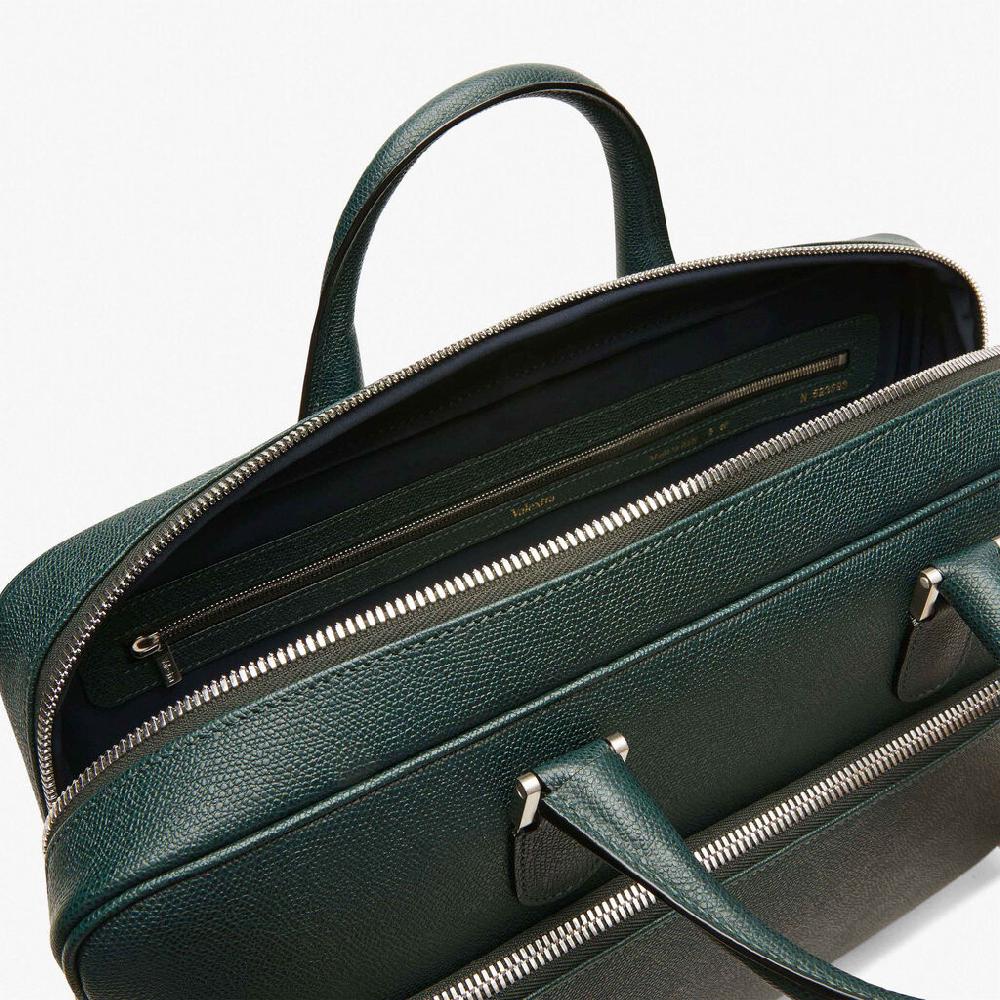 Valextra Valextra Avietta: Borsa business Media in Pelle Verde I Più Venduti
