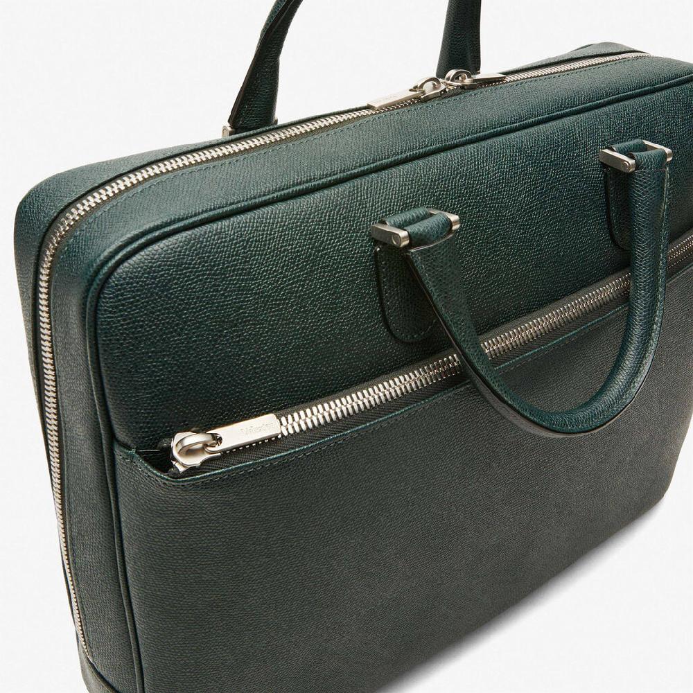 Valextra Valextra Avietta: Borsa business Media in Pelle Verde I Più Venduti