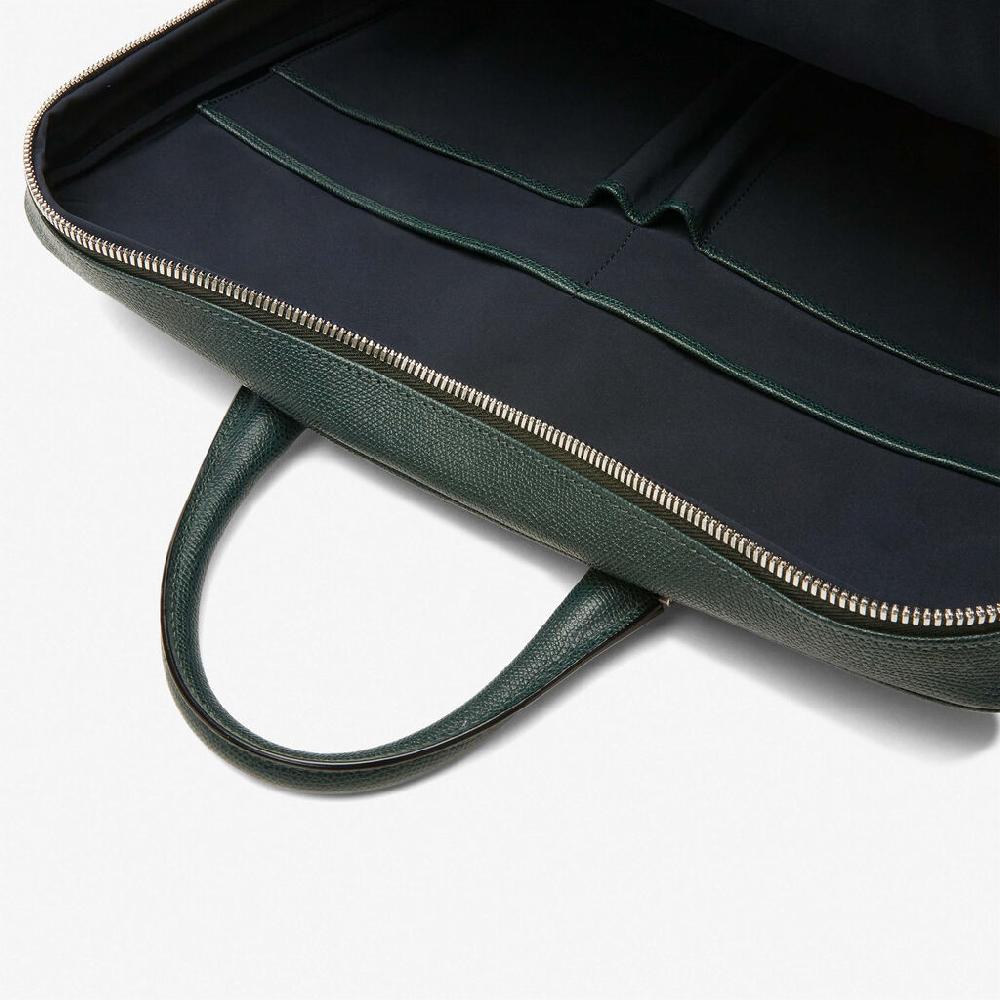 Valextra Valextra Avietta: Borsa business Media in Pelle Verde I Più Venduti