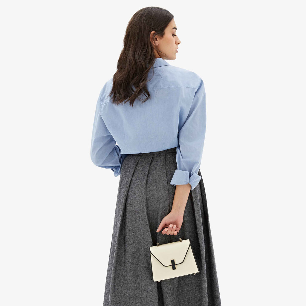 Valextra Borsa a tracolla da Donna in Pelle Bianca e Nera | Valextra Iside Nuova