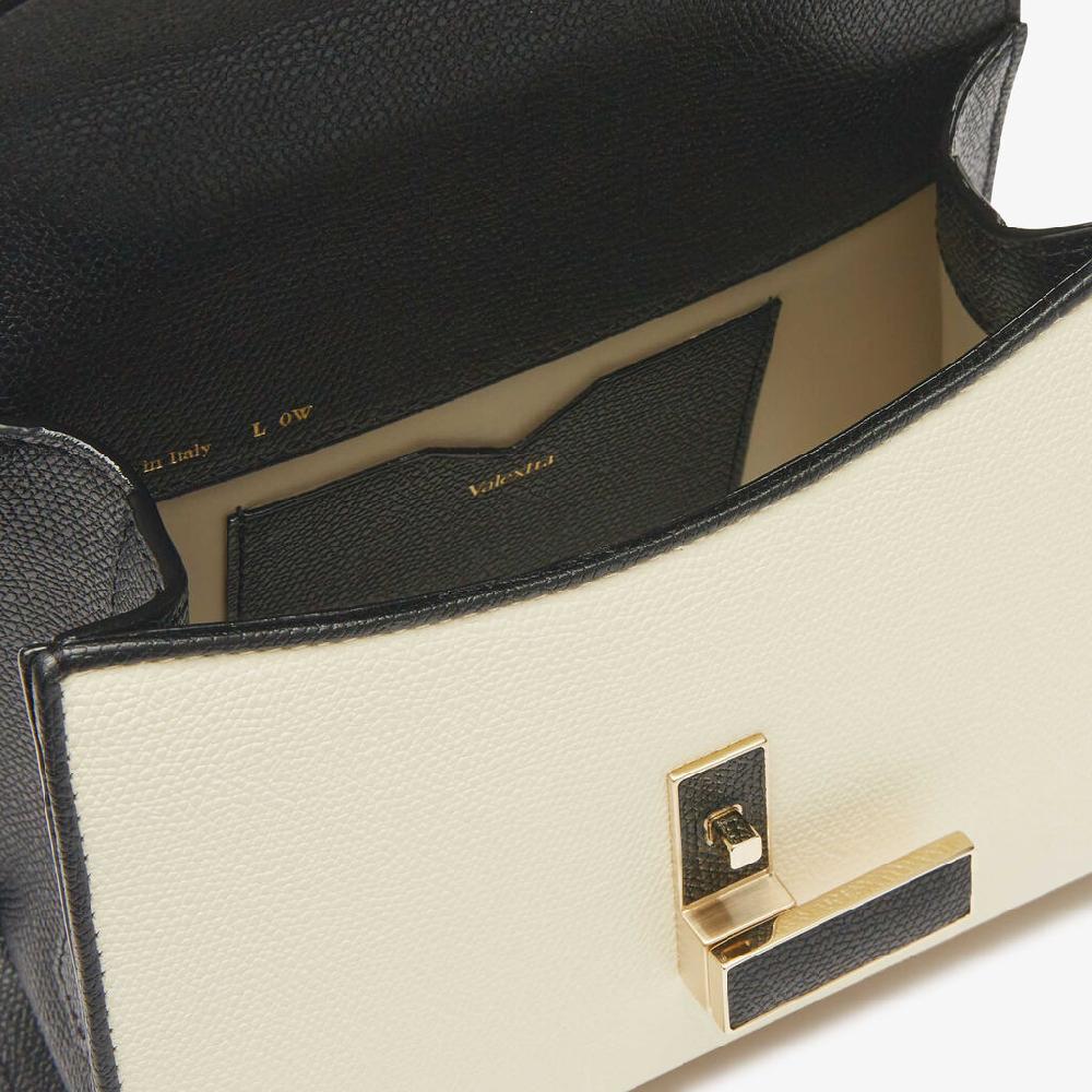 Valextra Borsa a tracolla da Donna in Pelle Bianca e Nera | Valextra Iside Nuova