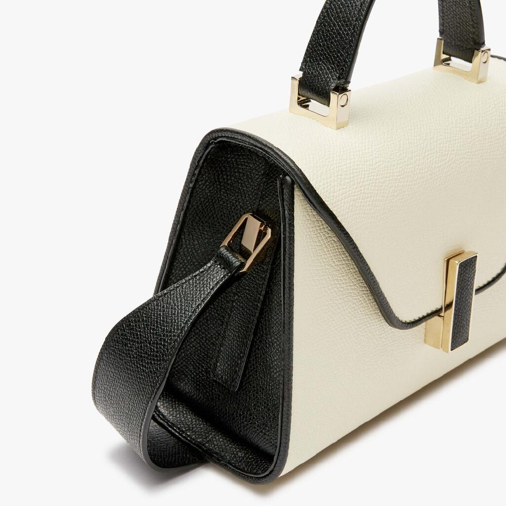 Valextra Borsa a tracolla da Donna in Pelle Bianca e Nera | Valextra Iside Nuova