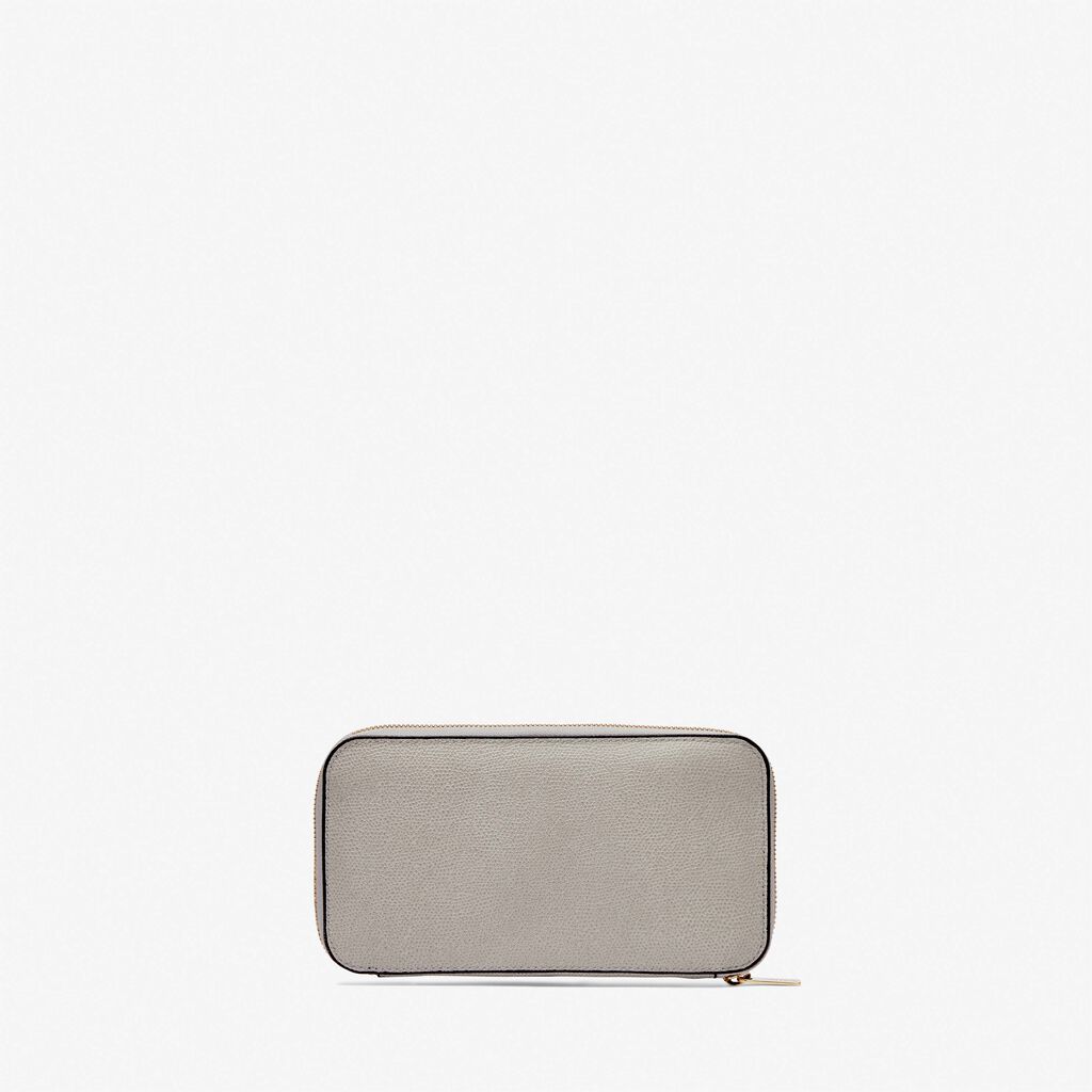 Valextra Portafoglio con zip in Pelle Grigio chiaro | Valextra Zip Around Negozio online di fabbrica