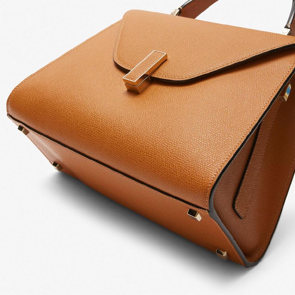 Valextra Borsa a mano Media in Pelle Marrone con manico | Valextra Iside Offerta Pasqua