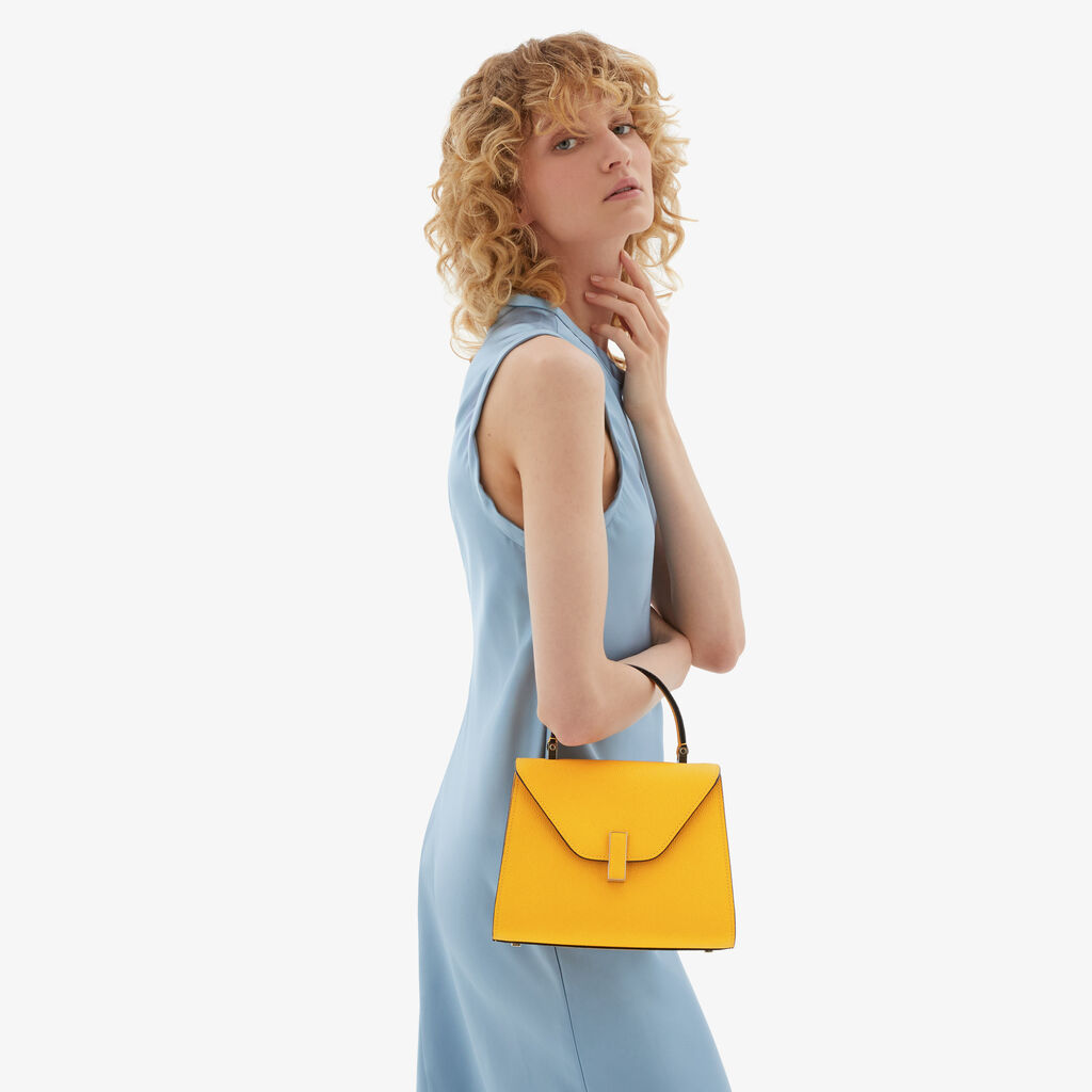 Valextra Borsa a mano in Pelle Gialla con tracolla | Valextra Iside Comprane uno, ottenene uno gratis