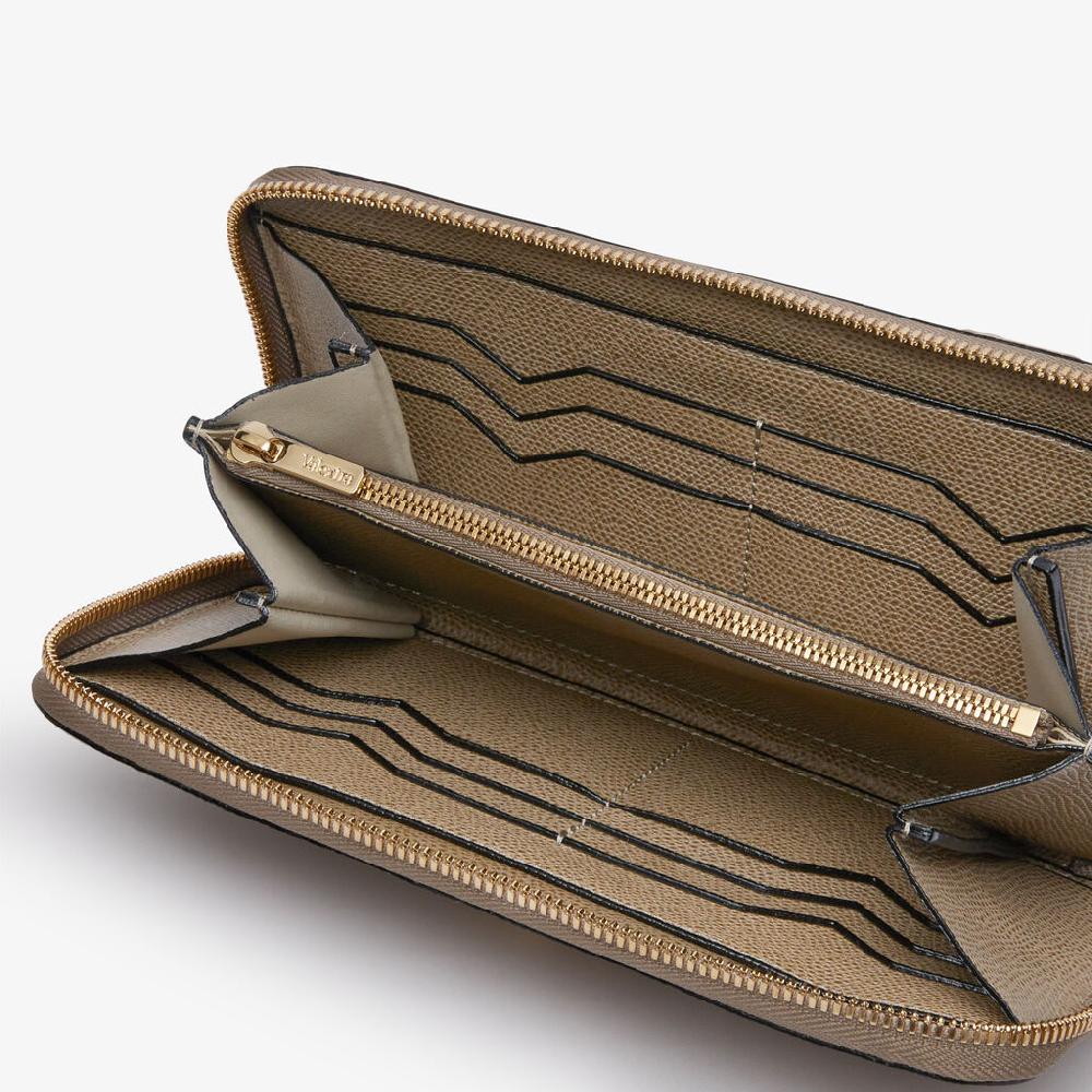 Valextra Portafoglio con zip in Pelle Marrone Tortora | Valextra Zip Around ACQUISTA ORA