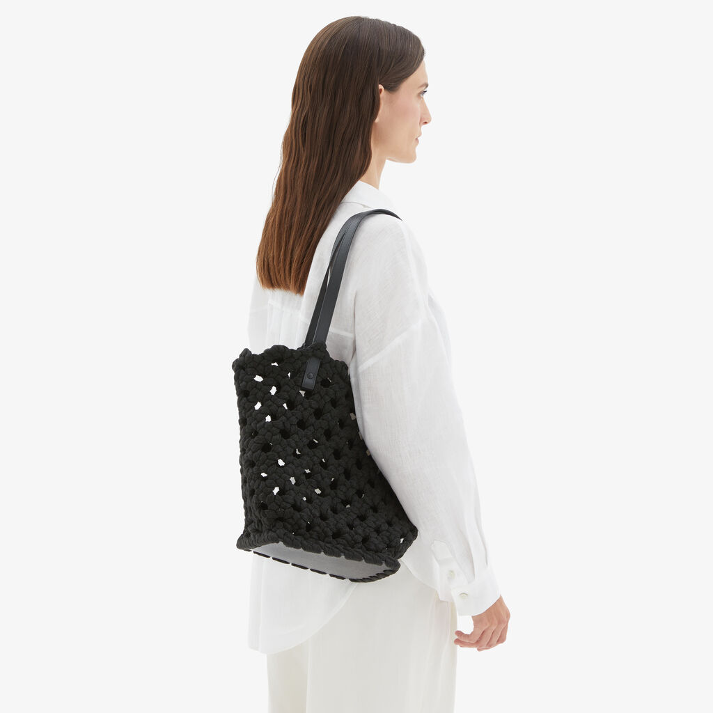 Valextra Borsa due manici da Donna in Tessuto Nero intrecciato | Valextra Fino al 65% di sconto