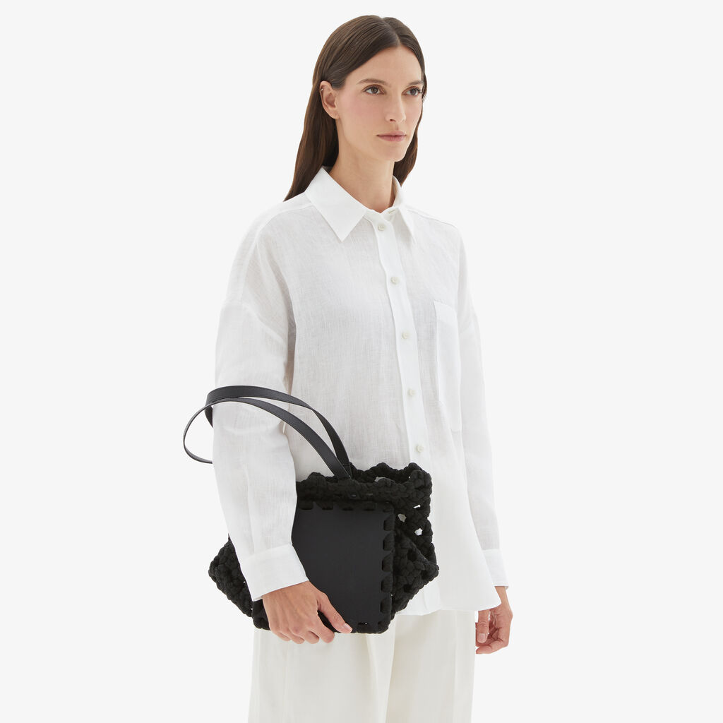 Valextra Borsa due manici da Donna in Tessuto Nero intrecciato | Valextra Fino al 65% di sconto