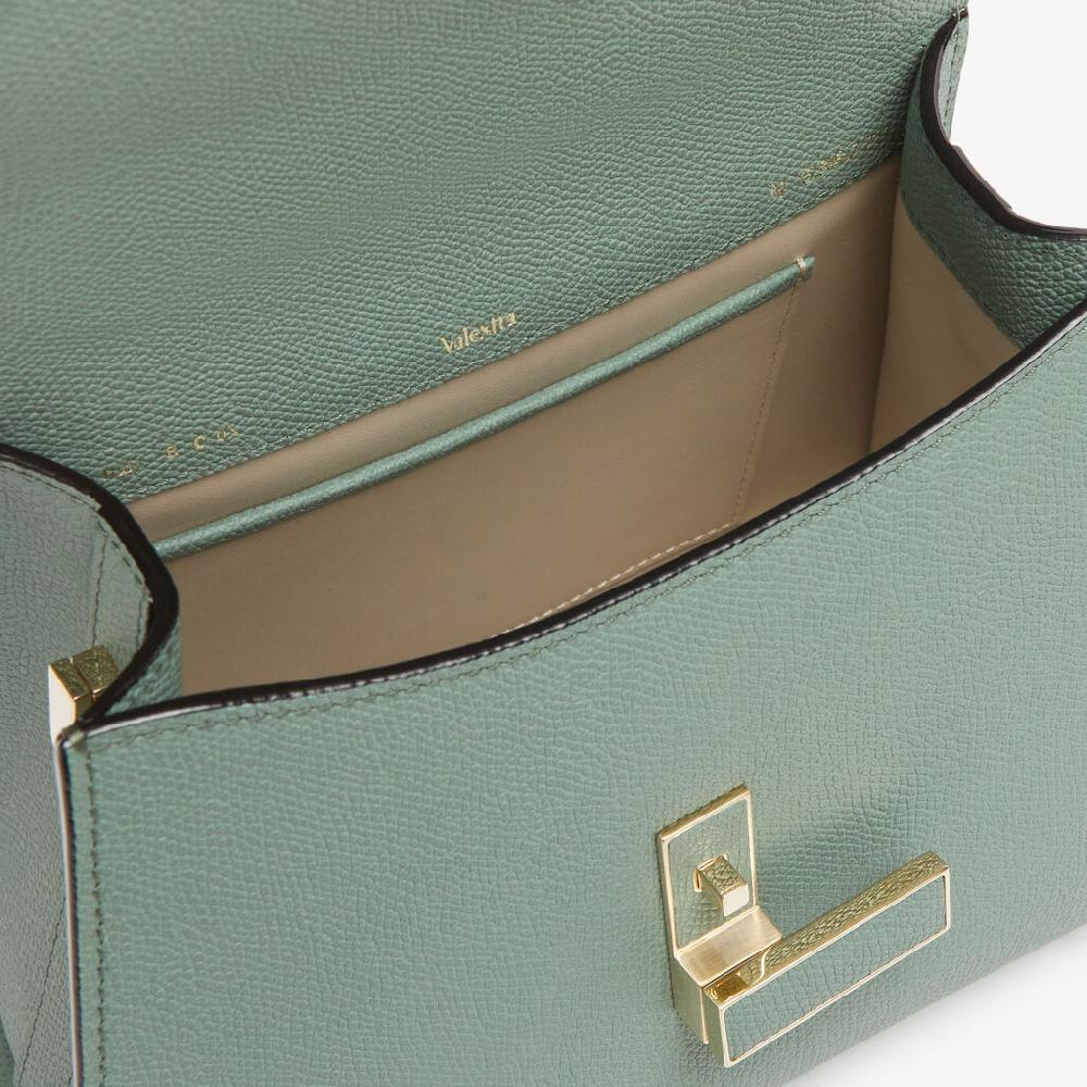 Valextra Borsa a Mano Iside Mini | Pelle di vitello Millepunte | Verde Eucalipto | Valextra Discount Store per i nuovi prodotti