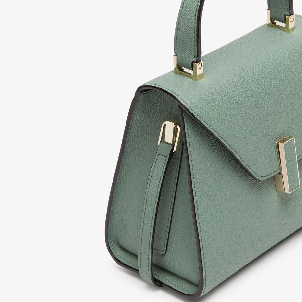 Valextra Borsa a Mano Iside Mini | Pelle di vitello Millepunte | Verde Eucalipto | Valextra Discount Store per i nuovi prodotti