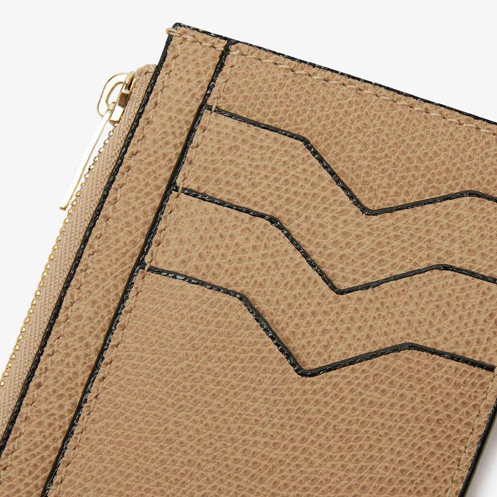 Valextra Portamonete con zip da Donna di Lusso in Pelle Beige | Valextra Trasporto libero internazionale