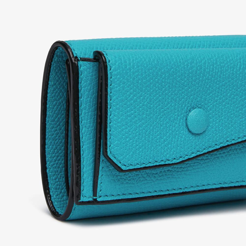 Valextra Portafoglio Bifold con porta monete in Pelle Blu | Valextra Esporta salva