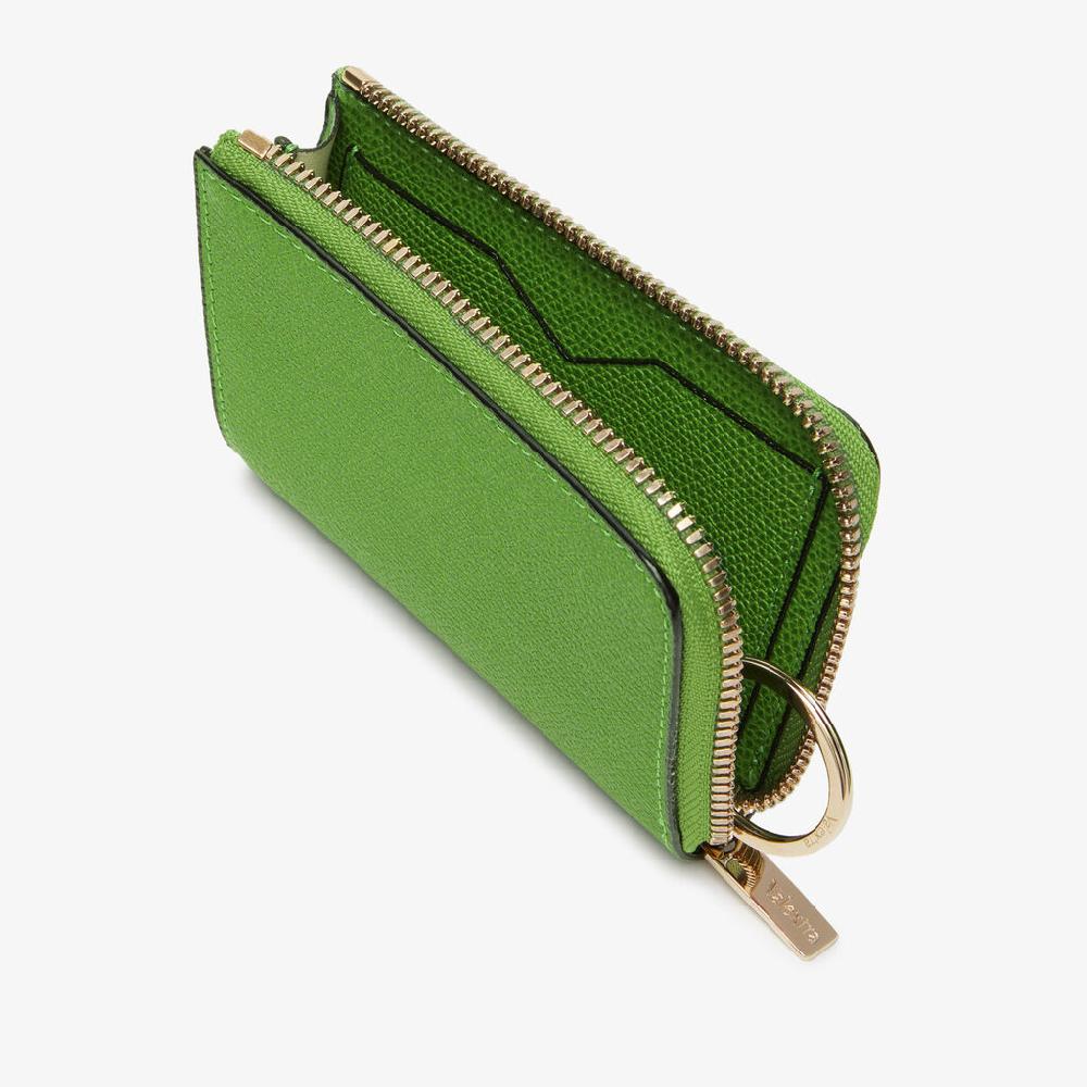 Valextra Portachiavi da Donna in Pelle Verde | Valextra Zip Around In vendita