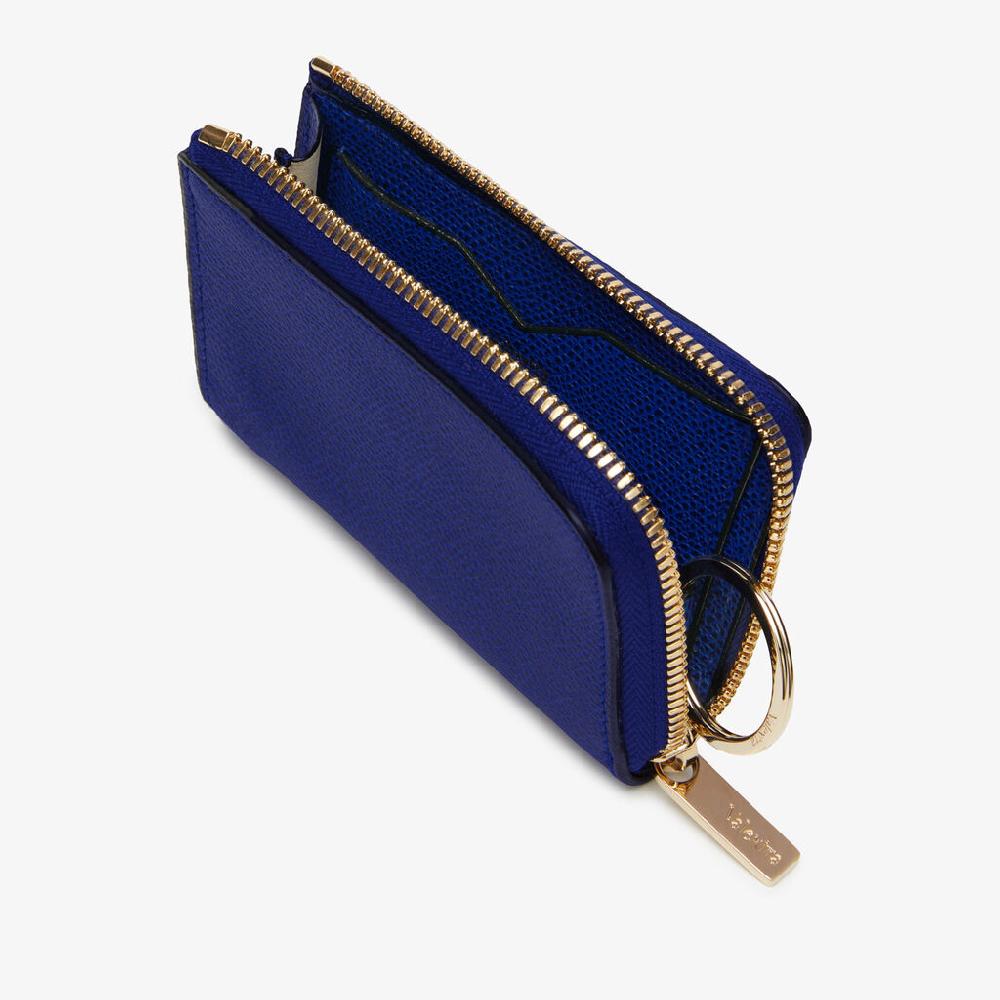 Valextra Portachiavi da Donna in Pelle Blu | Valextra Zip Around Duty-free