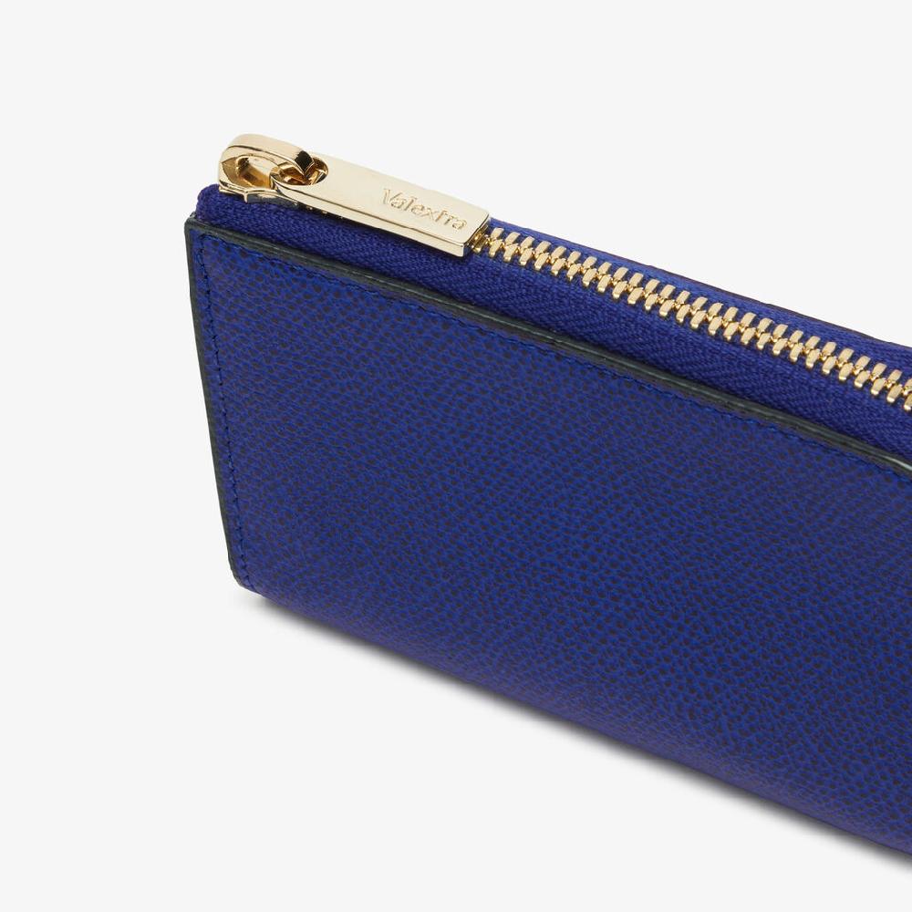 Valextra Portachiavi da Donna in Pelle Blu | Valextra Zip Around Duty-free