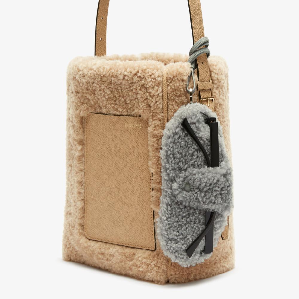 Valextra Custodia porta occhiali di Lusso in Shearling Grigia Italy
