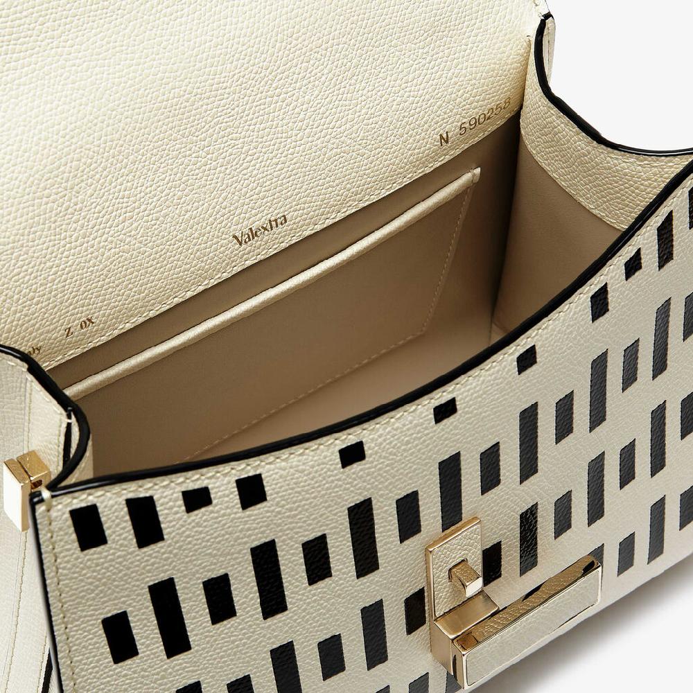 Valextra Borsa da Donna di Lusso in Pelle Bianca e Nera | Valextra Iside In Linea