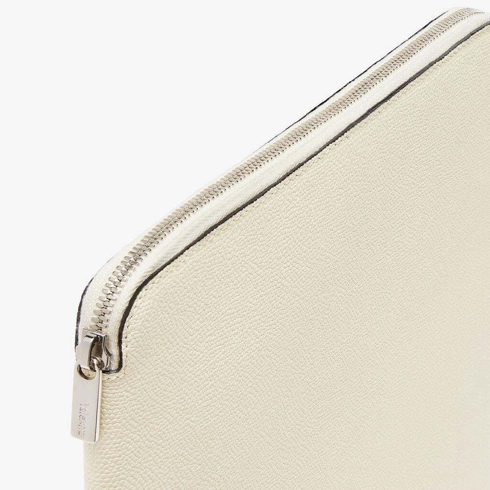 Valextra Cartella per Scrittura con Zip A4 | Pelle di vitello Millepunte | Bianco Pergamena | Valextra Promozione Limitata