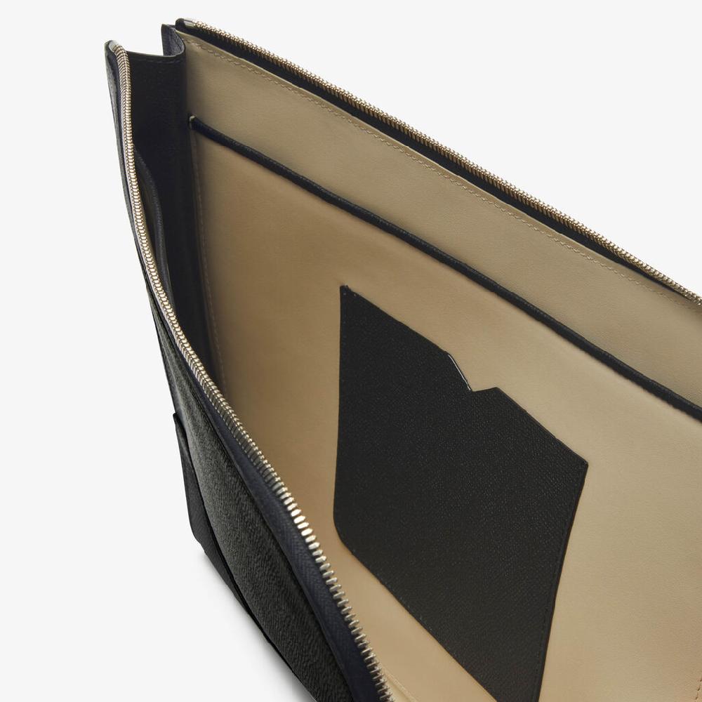 Valextra Portfolio da Uomo di Lusso in Pelle Nera | Valextra V-Line Shopping Online