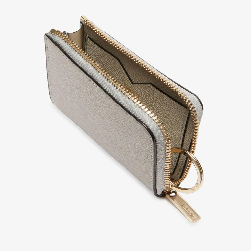 Valextra Portachiavi con zip in Pelle Grigio chiaro | Valextra Zip Around Sconto