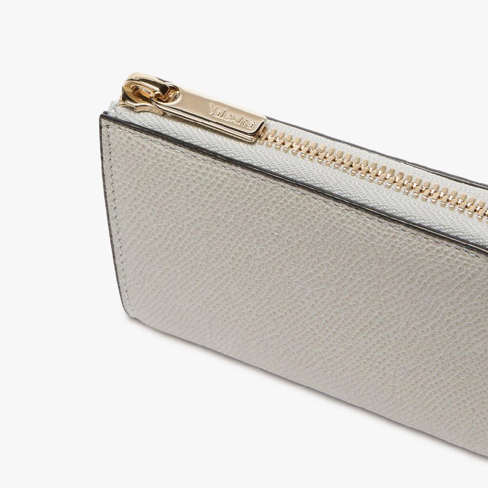 Valextra Portachiavi con zip in Pelle Grigio chiaro | Valextra Zip Around Sconto