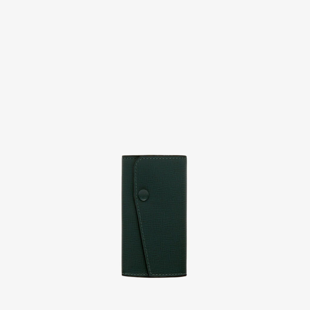 Valextra Portachiavi in Pelle Verde con bottone | Valextra Tric Trac Outlet