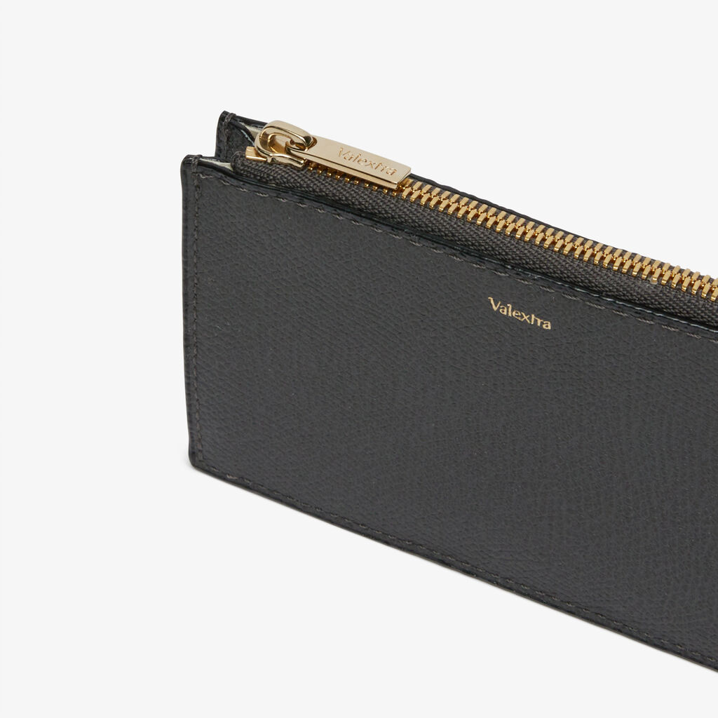 Valextra Portafoglio e porta carte con zip in Pelle Grigia | Valextra In Vendita