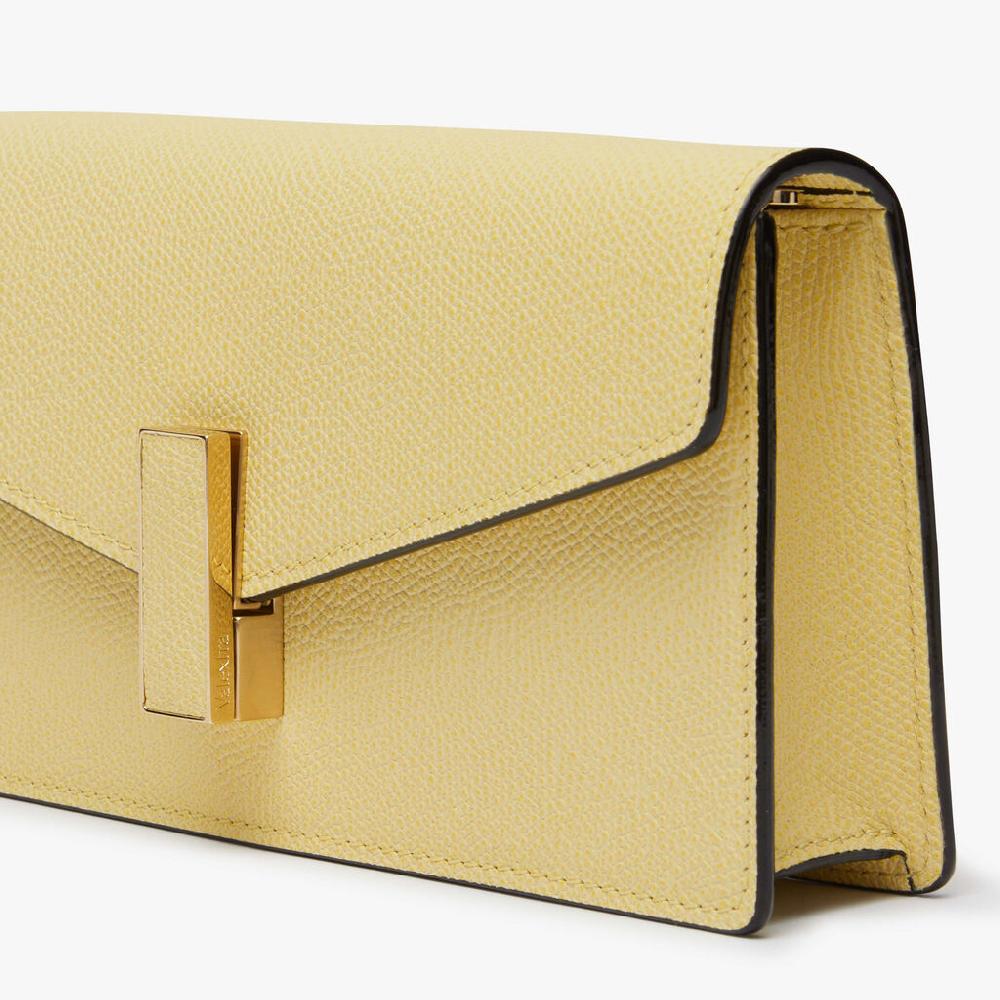 Valextra Clutch Donna di Lusso in Pelle Gialla con catena | Valextra Iside Offerte