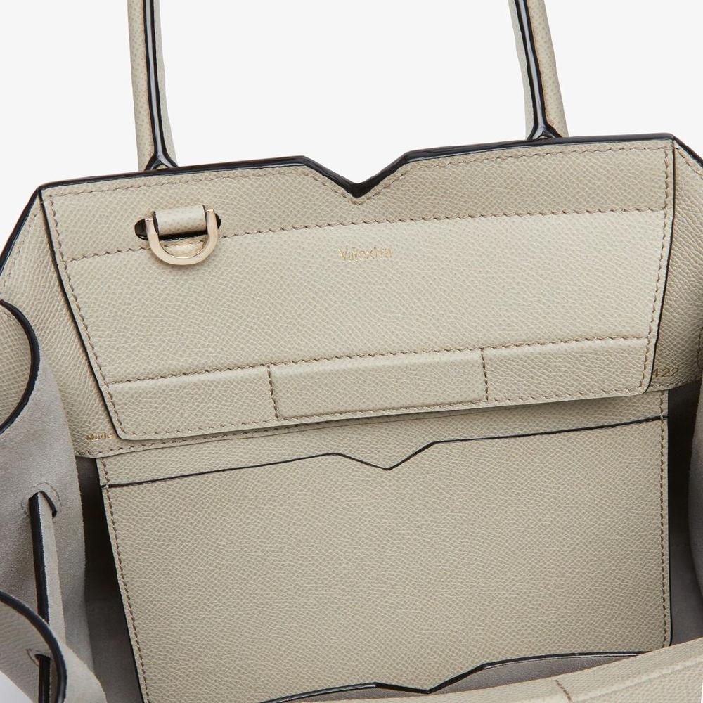 Valextra Borsa a Due Manici Milano Mini | Pelle di vitello Millepunte Soft | Grigio Lino | Valextra Negozio
