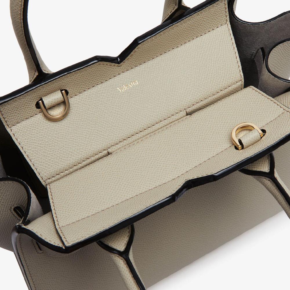 Valextra Borsa a Due Manici Milano Mini | Pelle di vitello Millepunte Soft | Grigio Lino | Valextra Negozio