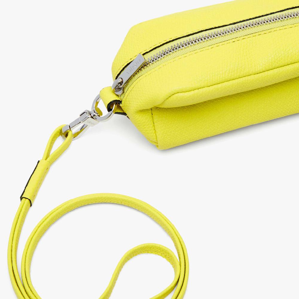 Valextra Micro beauty-case/Micro bag in Pelle Gialla Lime | Valextra Negozio online di fabbrica