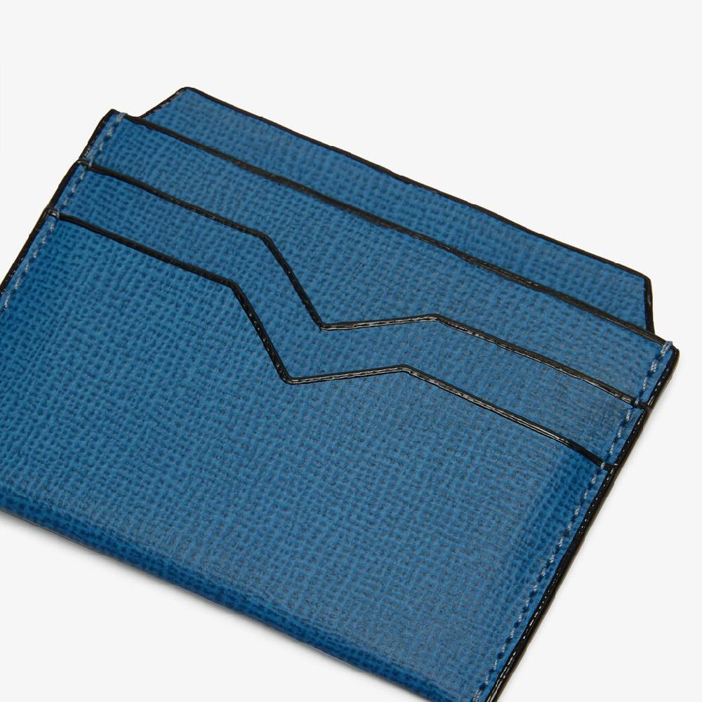 Valextra Porta carte di credito in Pelle Blu Cobalto | Valextra Grande vendita